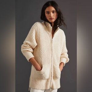 Anthropologie Pilcro Zip-Front Longline Cardigan
